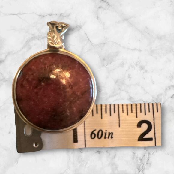Sterling Silver and Large Rhodonite stone pendant - Picture 3 of 3